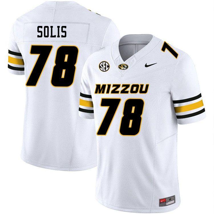 Men #78 Brandon Solis Missouri Tigers College Football Jerseys Stitched-White